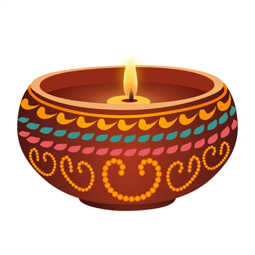 Diwali Decoration Hand-Painted Multicolor Diya Sticker